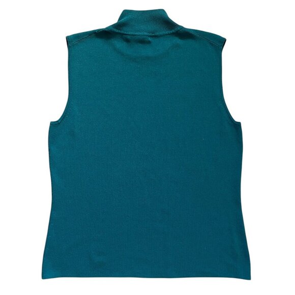 WD.NY 70% Silk 30% Viscose Size Large Sleeveless Sweater Teal Top Stretch - Picture 2 of 5